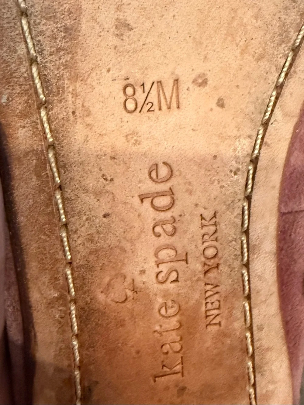 Kate Spade Shoes Womens Sz 8.5M Fontana Pink Mauve Suede Ballet Flats Bow Preppy